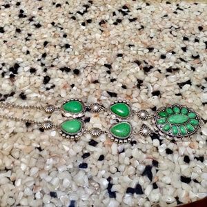 Green Big Bold Southwestern Howlite Adjustable Necklace 490 Carats NWT